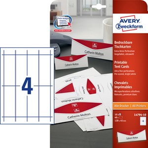 Avery Zweckform L4794-10 - Tischkarten, 120x45 mm, matt, 190g