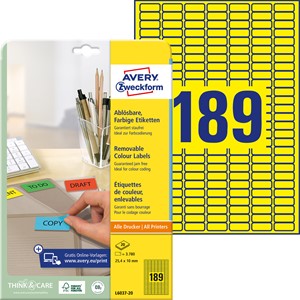 Avery Zweckform L6037-20 - Etiketten 25,4x10 mm, 20 Bögen, gelb