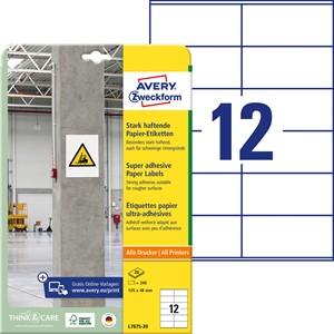Avery Zweckform L7875-20 - Etiketten,105 x 48 mm, weiß, stark haftend