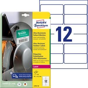 Avery Zweckform L7913-10 - Ultra-Resistente Folien-Etiketten, 99,1 x 42,3 mm, weiß