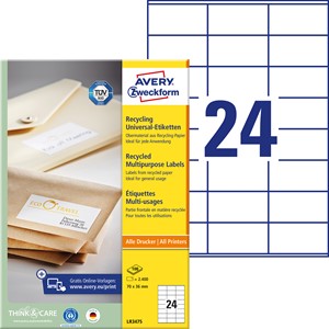 Avery Zweckform LR3475 - Recycling Etiketten 70x36,0 mm, 100 Bögen