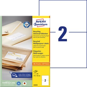 Avery Zweckform LR3655 - Recycling Etiketten 210x148 mm, 100 Bögen