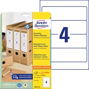 Avery Zweckform LR4761-25 - Recycling Ordner-Etiketten, 61 x 192 mm, weiß, mit ultragrip