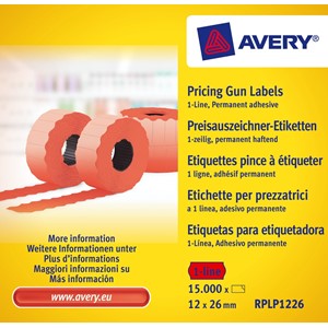 Avery Zweckform RPLP1226 - Etiketten für 1-zeilige Handauszeichner, neonrot, 12 x 26 mm, 10 Rollen