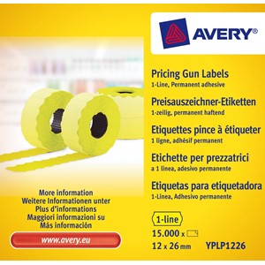 Avery Zweckform YPLP1226 - Etiketten für 1-zeilige Handauszeichner, neongelb, 12 x 26 mm, 10 Rollen