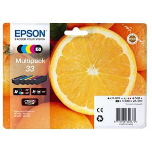 Epson C13T33374010 - 33 Tintenpatronen Multipack, schwarz, photo schwarz, cyan, magenta, yellow