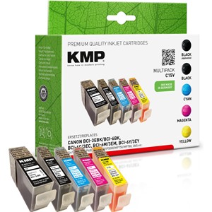 KMP 0958,0050 - Tintenpatronen Vorteilspack, kompatibel zu Canon BCI-3eBK, BCI-6BK, C, M, Y