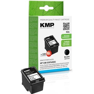 KMP 1022,4338 - Tintenpatrone, wiederaufbereitet, Befüllung 230%, schwarz, kompatibel zu HP C8765E