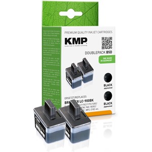 KMP 1034,0021 - Tintenpatronen Doppelpack, schwarz, kompatibel zu Brother LC-900BK
