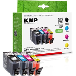 KMP 1504,0005 - Tintenpatronen Vorteilspack  mit Chip, ersetzt Canon PGI-5Bk, CLI-8C M Y