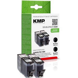 KMP 1504,0021 - Doppelpack Tintenpatronen mit Chip, schwarz, ersetzt Canon PGI-5Bk