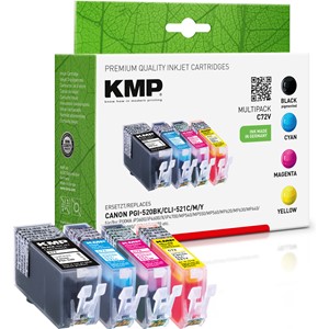KMP 1508,0005 - Vorteilspack, kompatibel zu Canon PGI-520Bk, CLI-521CMY
