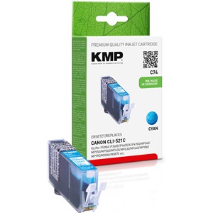 KMP 1510,0003 - Tintenpatrone mit Chip, cyan, ersetzt Canon CLI-521C
