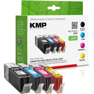 KMP 1518,0050 - Tintenpatronen Vorteilspack, cmyk, ersetzt Canon PGI-550 und CLI-551 XL