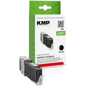KMP 1520,0001 - Tintenpatrone, schwarz, kompatibel zu Canon CLI-551BK XL