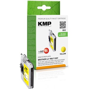 KMP 1521,5229 - Tintenpatrone, yellow, kompatibel zu Brother LC-980, LC-1100Y