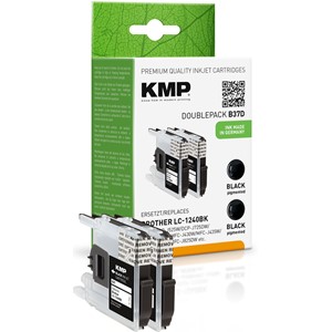 KMP 1524,0021 - Tintenpatronen Doppelpack, schwarz, kompatibel zu Brother LC-1240BK