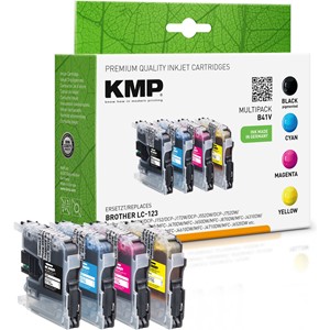 KMP 1525,0050 - Tintenpatronen Multipack, schwarz, cyan, magenta, yellow, kompatibel zu Brother LC123BK/C/M/Y