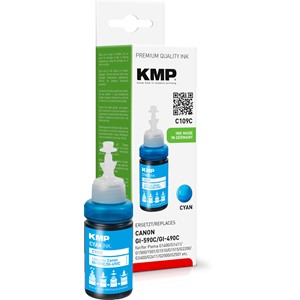 KMP 1573,0003 - Tintennachfüllflasche, cyan, kompatibel zu Canon GI590C (1604C001)