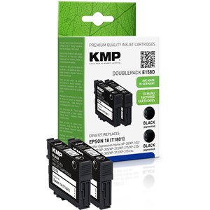 KMP 1621,4821 - Tintenpatronen Doppelpack, 2x schwarz, kompatibel zu Epson 16 (T1621)