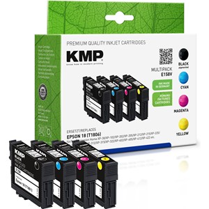 KMP 1622,4850 - Tintenpatronen Multipack, 1x schwarz, 1x cyan, 1x magenta, 1x yellow, kompatibel zu Epson 18 (T1806)