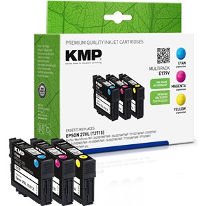 KMP 1627,4005 - Tintenpatronen Multipack, cyan, magenta, yellow, kompatibel zu Epson 27XL T2712, T2713