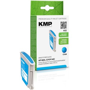 KMP 1704,4913 - Tintenpatrone, wiederaufbereitet, cyan, kompatibel zu HP C9391A