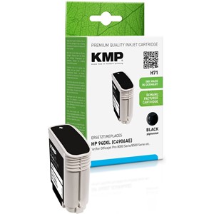 KMP 1715,4001 - Tintenpatrone, black pigmented, recycled, mit Chip, kompatibel zu HP 940XL (C4906AE)