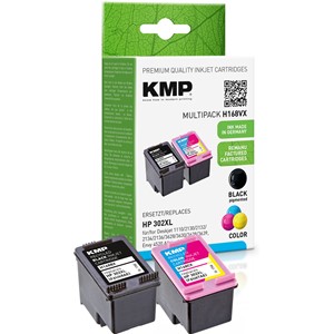 KMP 1745,4005 - Tintenpatronen Multipack, dreifarbig, schwarz, kompatibel zu 302XL (F6U67AE, F6U68AE)