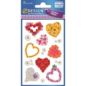 Z-Design 55180 - Papier Sticker Blumenherzen