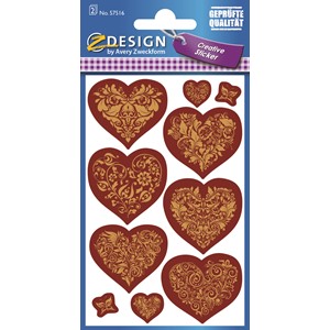 Z-Design 57516 - Papier Sticker Herzen geprägt