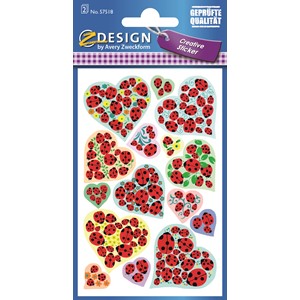 Z-Design 57518 - Papier Sticker Marienkäfer Herzen