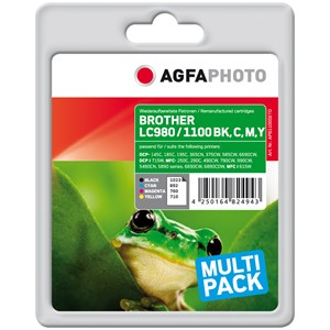 AgfaPhoto APB1100SETD - Agfaphoto Tintenpatronen Multipack, ersetzt Brother LC1100BCMY, LC980BCMY