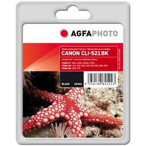 AgfaPhoto APCCLI521BD - Agfaphoto Tintenpatrone, schwarz, ersetzt Canon CLI-521BK