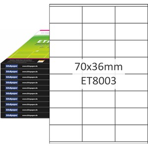 bits&paper ET8003XL - Universal-Etiketten, 70 x 36 mm auf A4, 1000 Bögen