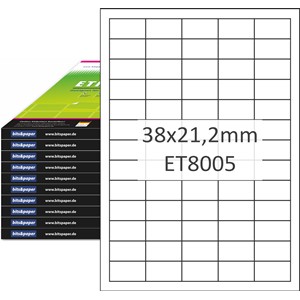bits&paper ET8005XL - Universal-Etiketten, 38,1 x 21,2 mm auf A4, 1000 Bögen