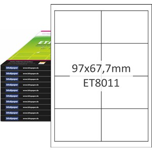 bits&paper ET8011XL - Universal-Etiketten, 97 x 67,7 mm auf A4, 1000 Bögen