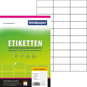 bits&paper ET8041L - Universal-Etiketten, 70 x 29,7 mm auf A4, 100 Blatt = 3000 Etiketten