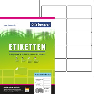 bits&paper EW7007L - Wiederablösbare Etiketten, 96x50,8 mm, 1000 Etiketten, 100 Blatt