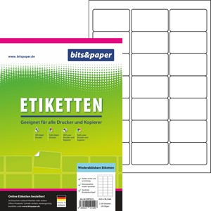 bits&paper EW7017L - Wiederablösbare Etiketten, 63,5x38,1 mm, 2100 Etiketten, 100 Blatt