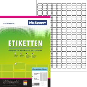 bits&paper EW7019L - Wiederablösbare Etiketten, 17,8x10 mm, 27000 Etiketten, 100 Blatt