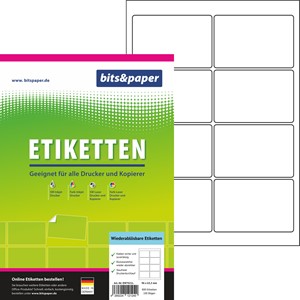 bits&paper EW7021L - Wiederablösbare Etiketten, 96x63,5 mm, 800 Etiketten, 100 Blatt