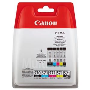 Canon 0372C004 - Tintenpatronen 5er-Multipack, schwarz (PGI), schwarz (CLI), cyan, magenta, yellow