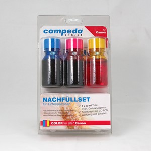 Compedo REFILL07 - Refill-Tintenset für Canon, cyan, magenta, yellow
