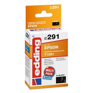 edding 18-291 - Tintenpatronen Doppelpack, 2 x schwarz, ersetzt Epson T1281