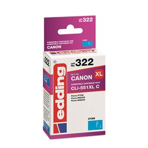 edding 18-322 - Tintenpatrone, cyan, ersetzt Canon CLi-551XLC