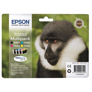Epson C13T08954010 - Tintenpatronen 4er Pack mit je einer Tintenpatrone T0892, T0892, T0893 und T0894