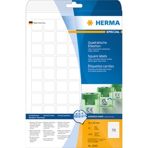 HERMA 10105 - Ablösbare Etiketten, weiß, 24 x 24 mm, 25 Blatt