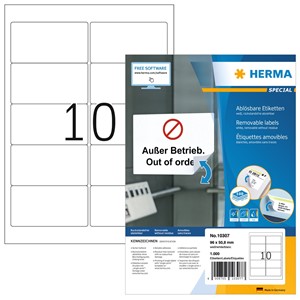 HERMA 10307 - Herma Ablösbare Adressetiketten, weiß, 96 x 50,8 mm, 100 Blatt