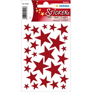 HERMA 15099 - Magic Weihnachtssticker, Sterne rot